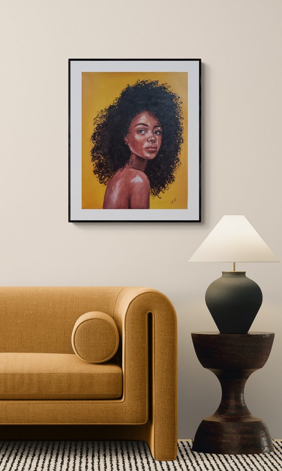 Afro Beauty - original oil portrait