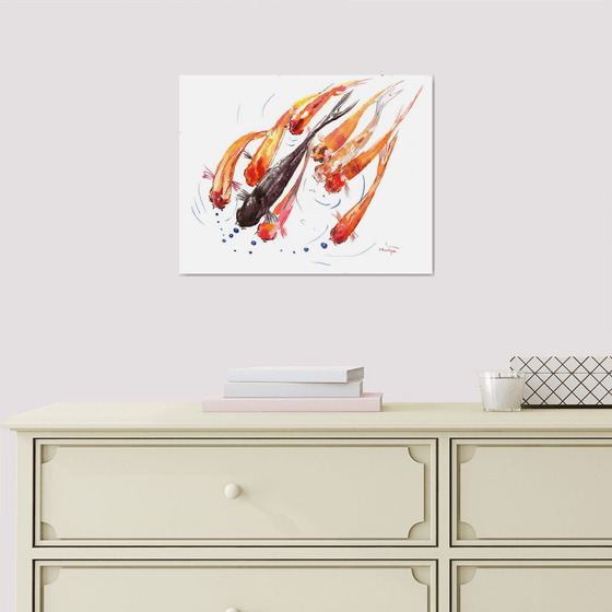 9 Koi fish, feng shui art