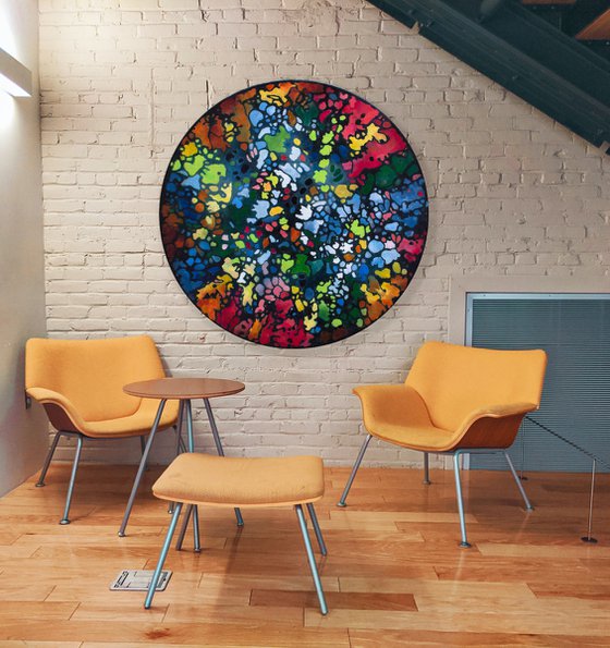 Meditative XL Size Round Shape Painting Murano Glass