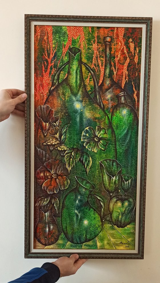 Evening still life 38x80cm ,Acrylic/canvas