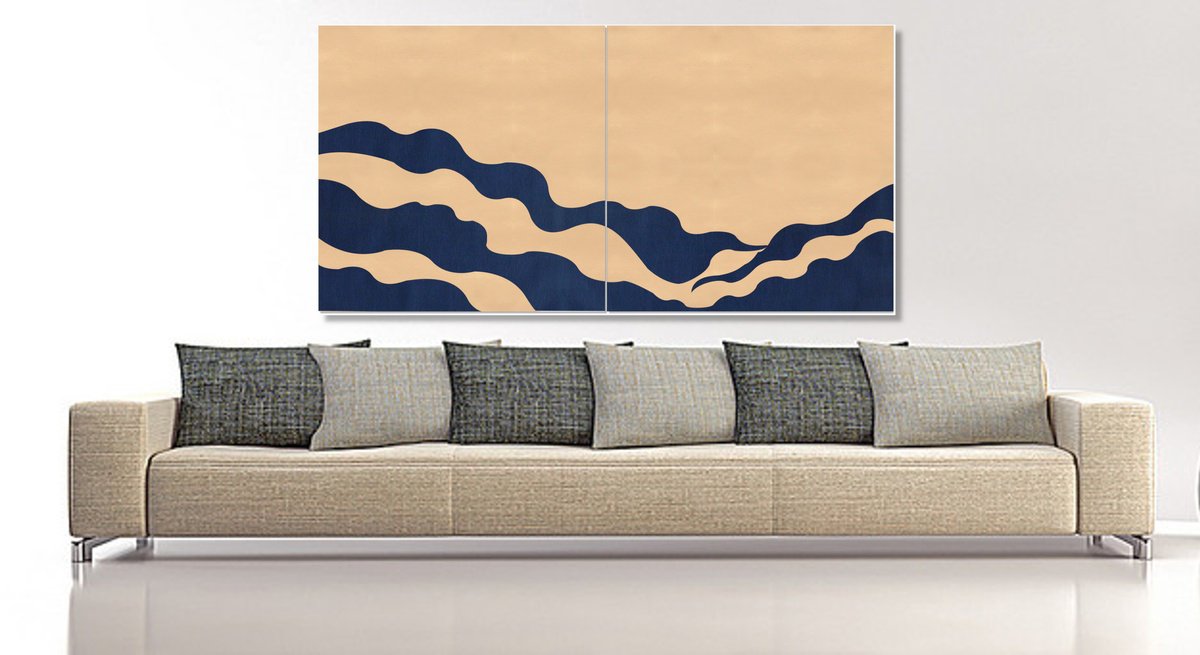 Abstract Landscape Acrylic Painting By Marina Krylova, 63 X 31", Contemporary Landscape #11, Original Artwork