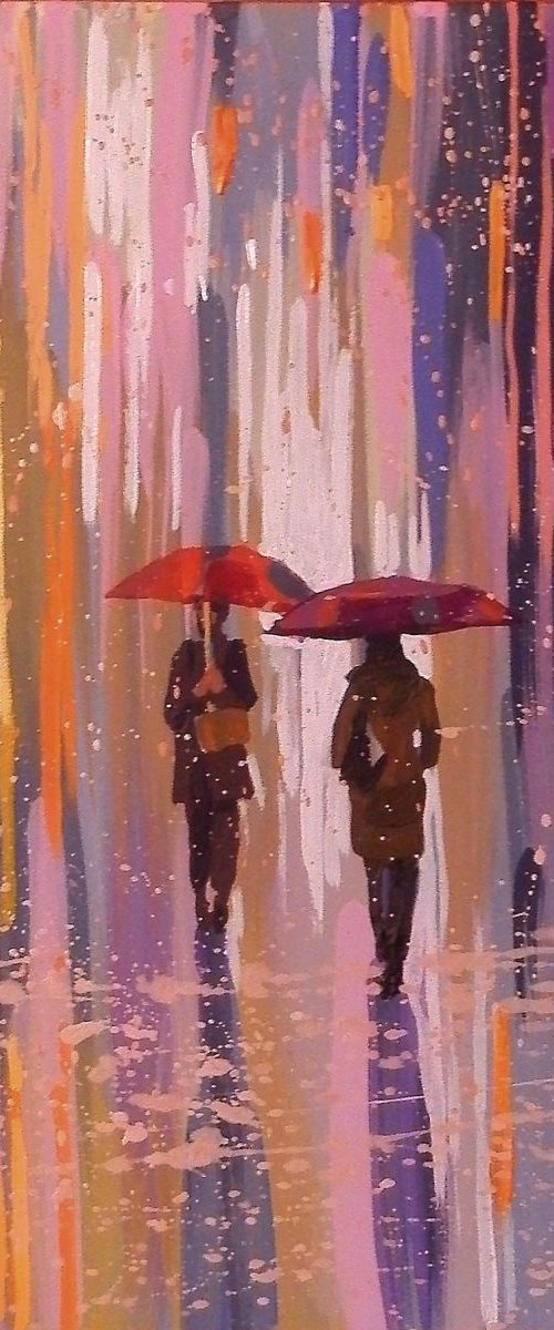 Color rain. Original painting 21x29 cm by Sergey  Kachin