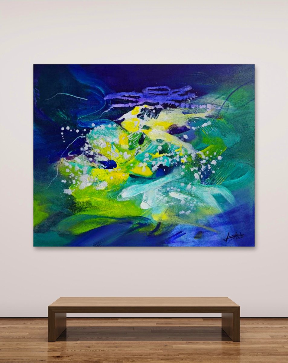 Abstract Acrylic Painting By Liang Hailun, 47 X 39", N°217, Original Artwork