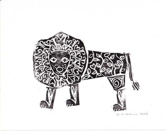 Lion -  Block Print