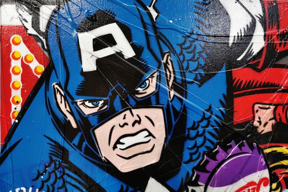 Hero's - Then There Were 5 240cm x 100cm Avengers Urban Pop Art