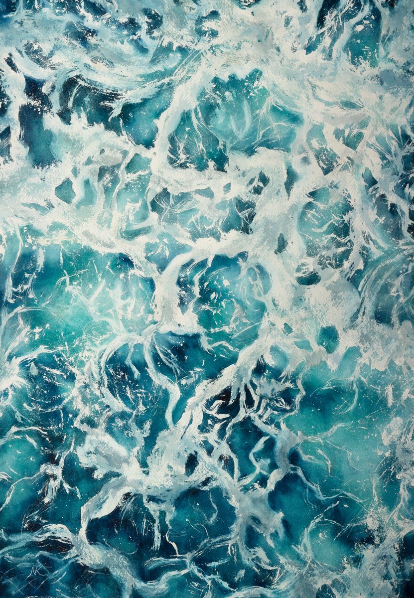 Abstract Landscape Watercolour By Kateryna Nazarenko, 14 X 20", My Heart Belongs To The Sea, Original Artwork