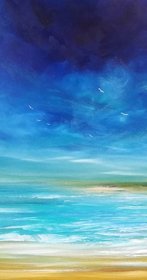 Where Dreams Are Made -  Seascape, Cornwall, Skies, Scotland, Beach, Coast - XL, Modern Art Office Decor Home by Mel Graham