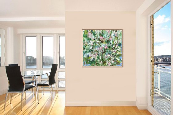 Lilac Tree - landscape art, original oil on canvas, gift