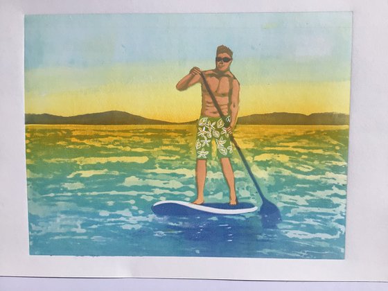 Paddleboarder in Jaunty Shorts