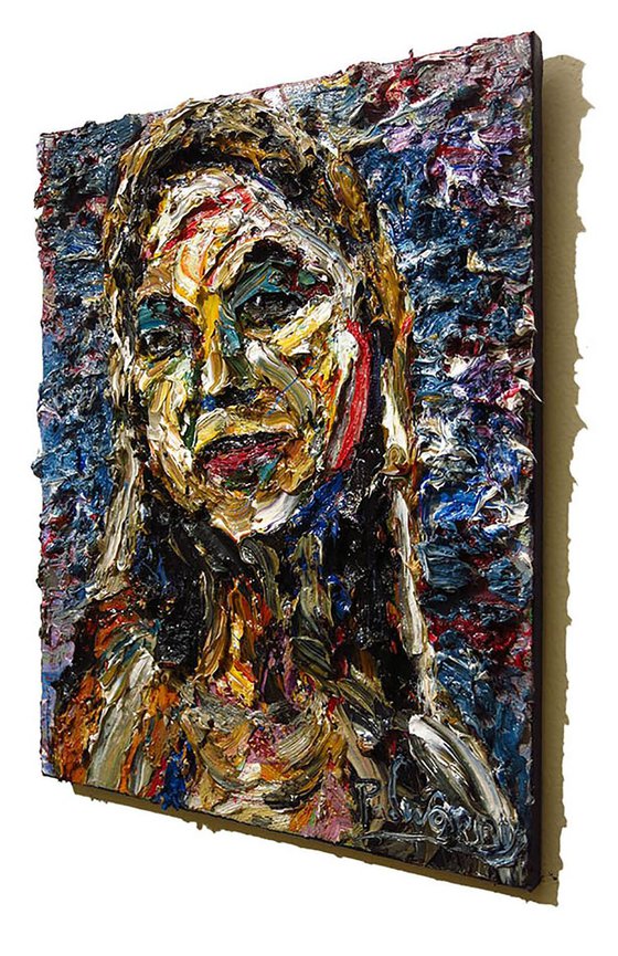 Original Oil Painting Portrait Expressionism Abstract Outsider Wall Art Large