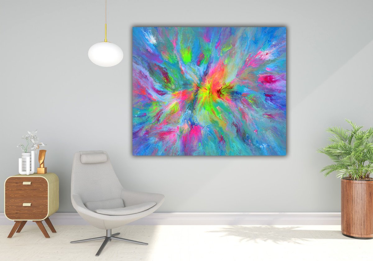 Organic Abstract Acrylic Painting By Soos Tiberiu, 47 X 39", The Voice Of A Dream, Original Artwork