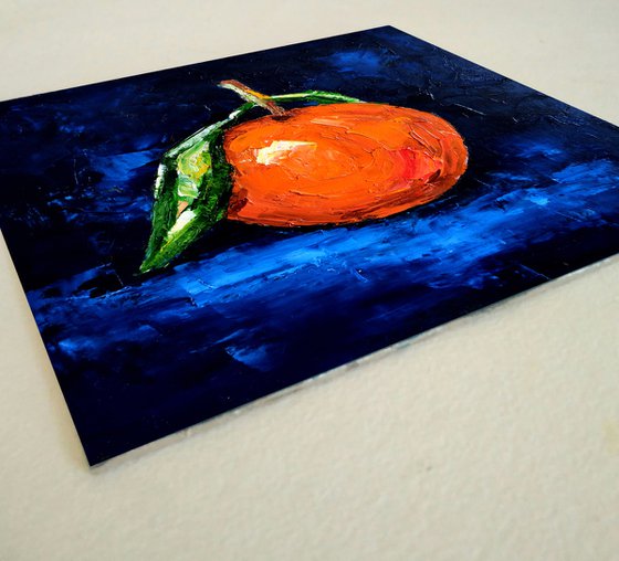 Tangerine Painting Fruit Original Art Orange Small Artwork Citrus Wall Art