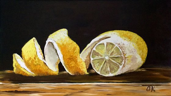 Peeled lemons. Still life