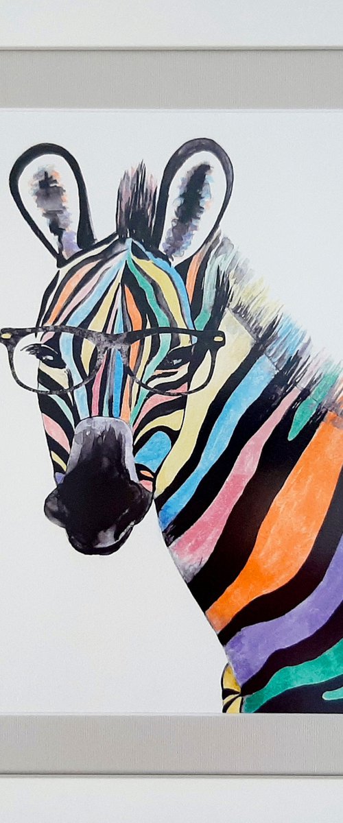 Rainbow Zebra, framed by Luba Ostroushko