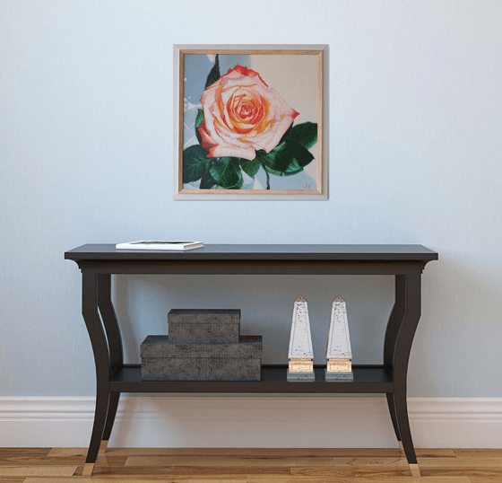 "Rose from a loved one. "  rose red flower  liGHt original painting  GIFT (2021)