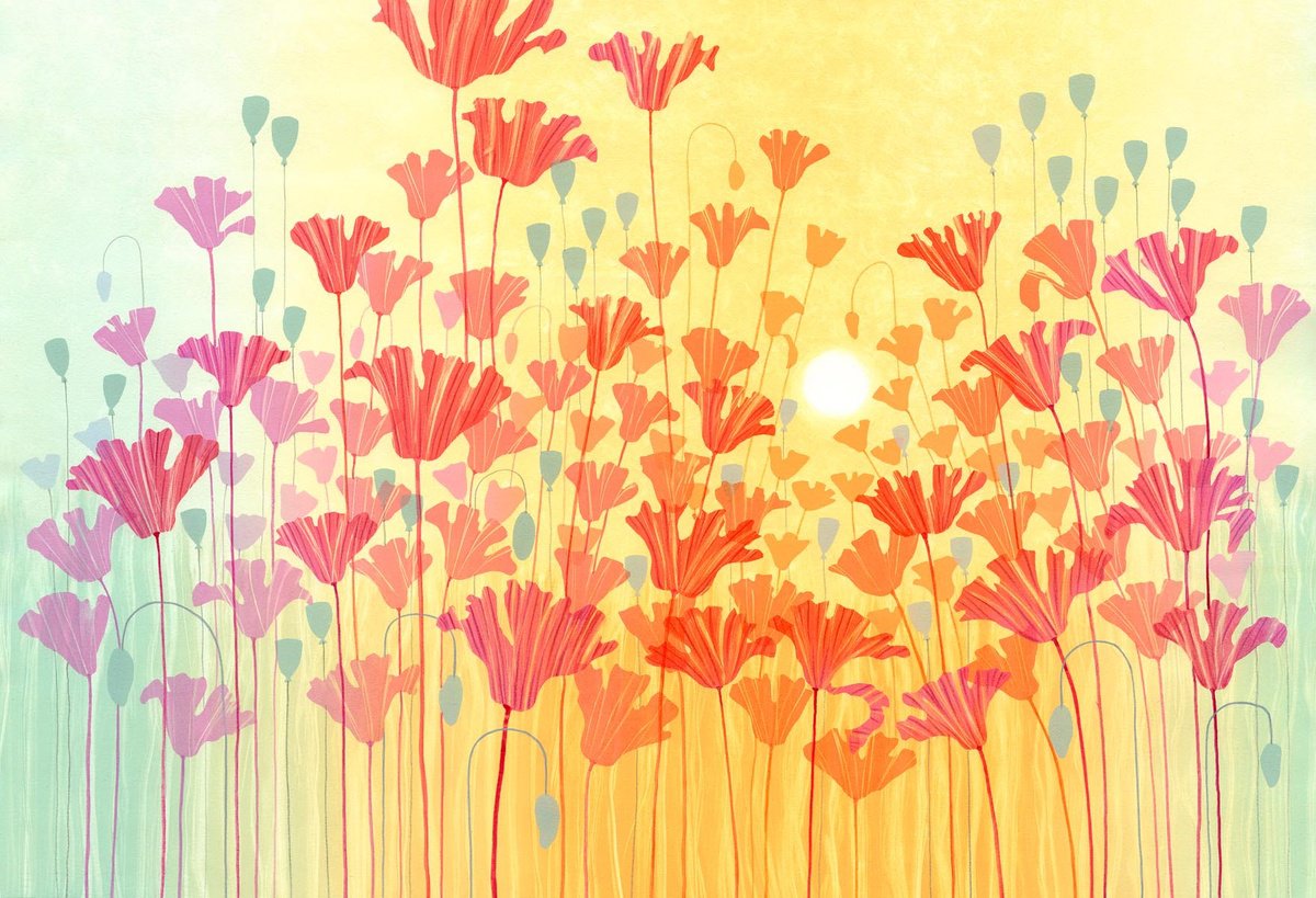 Expressive Limited Edition Print , Dancing Poppies By Rebecca Vincent, 30 X 22, Artwork For Sale On Artfinder