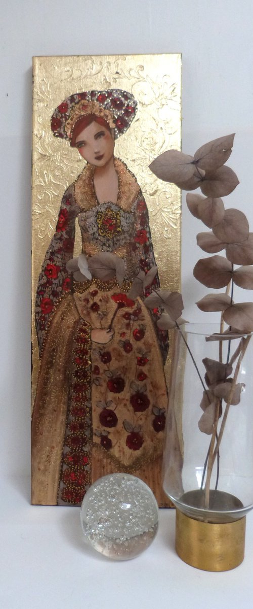 Maya's dream  20 x 60 cm. Portrait of female empress by Loetitia Pillault