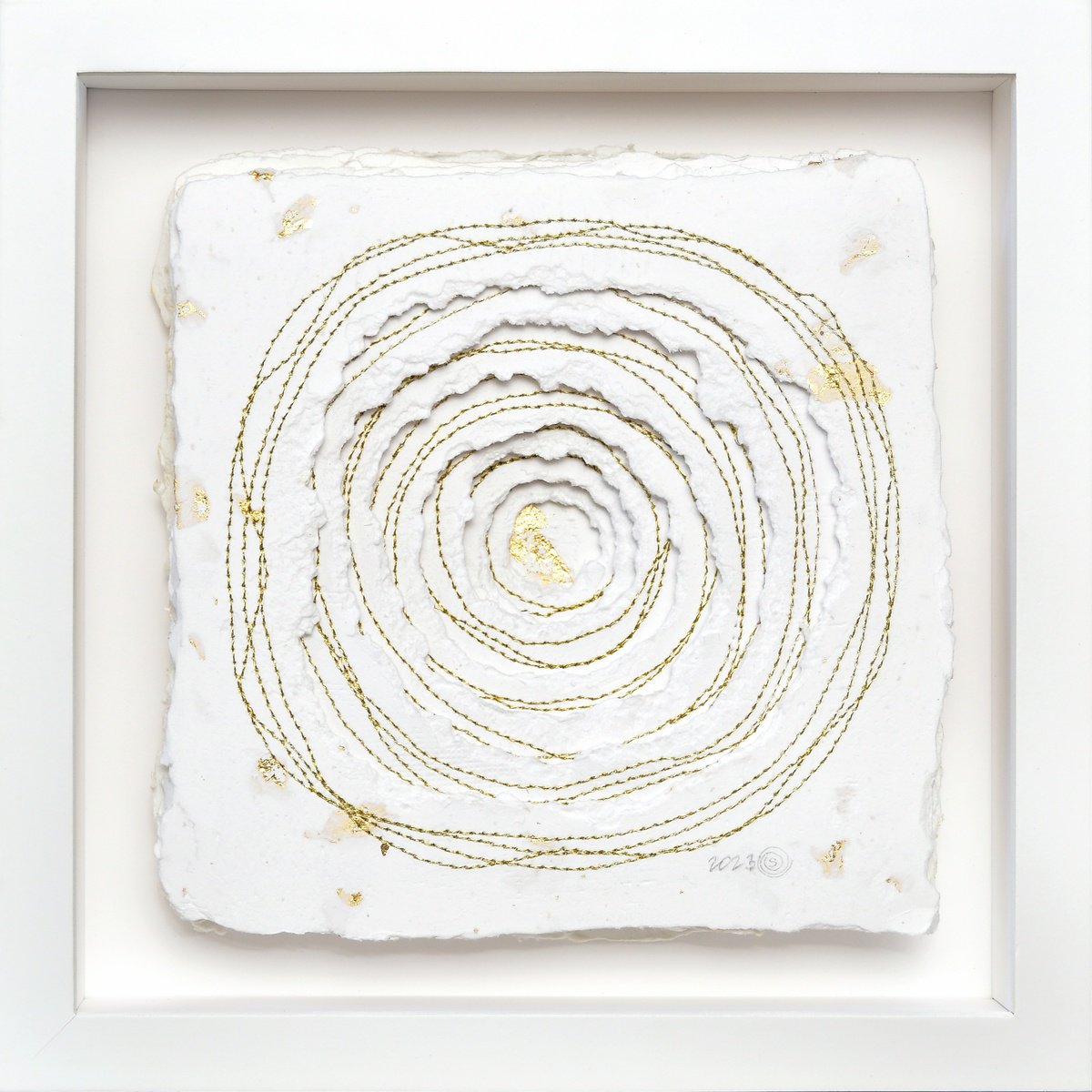 Organic Abstract Sculpture By Olga Skorokhod, 10 X 10", Golden Swirl, Original Artwork