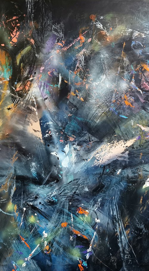 Gigantic Huge XXL Painting Childhood Dreams Flying shape Melancholia By O KLOSKA, 2020 by Kloska Ovidiu
