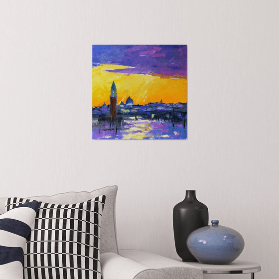 Venice City Painting Sunset City Art