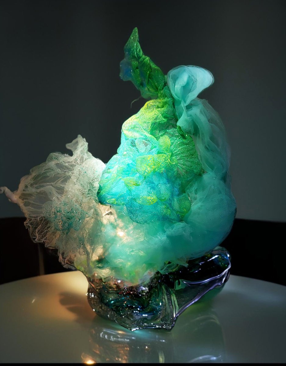 Lighted Sculpture Emerald Seas by Nikolina Andrea Seascapes and Abstracts