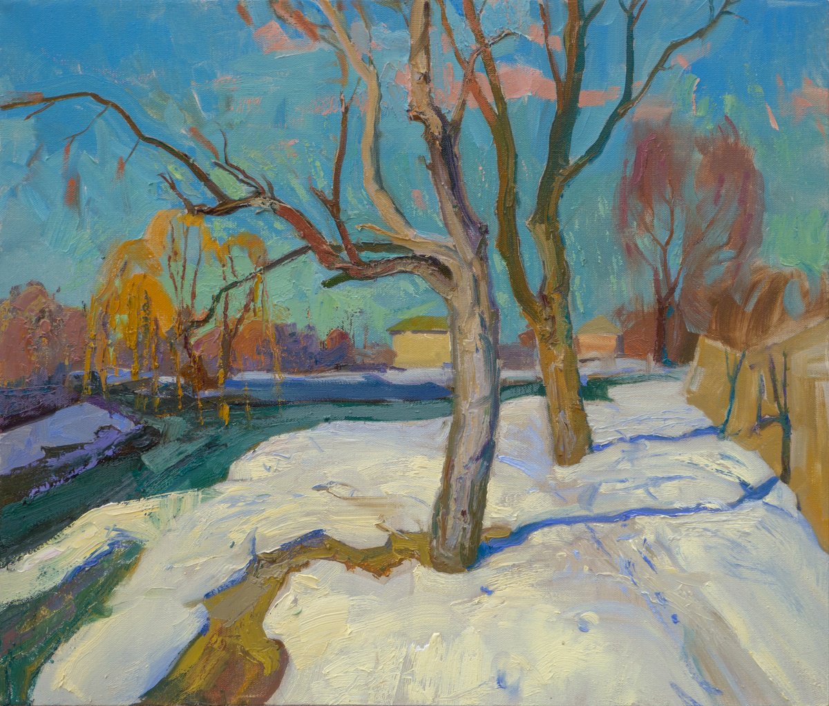 Old trees near small river by Victor Onyshchenko