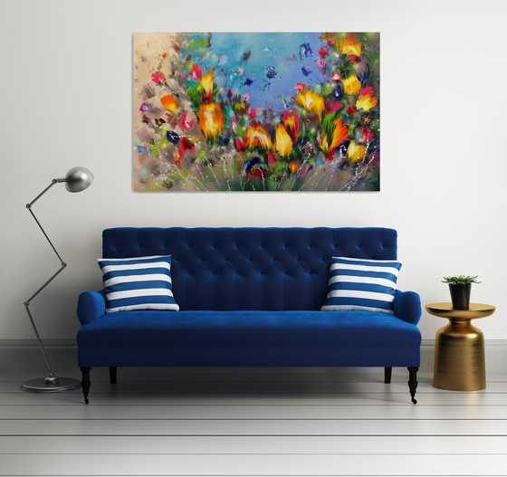 "Flowers" VERY LARGE Floral Painting