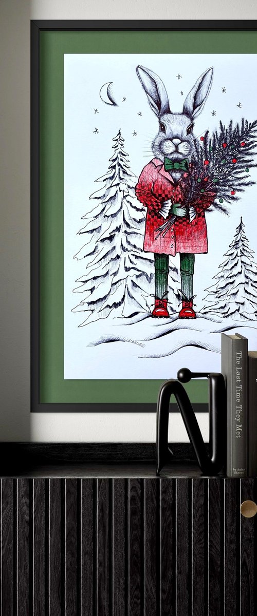 CHRISTMAS GENTLEMAN BUNNY by Maria Tuzhilkina