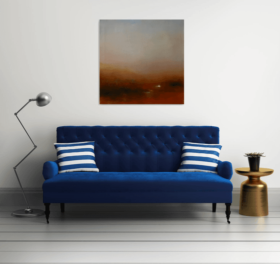 Sunrise-Sunrise 90x90 cm  - gold particles original oil painting landscape gift modern urban art office art decor home decor gift idea