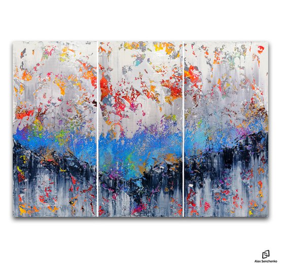 150x100cm. / Abstract triptych / Abstract 1220