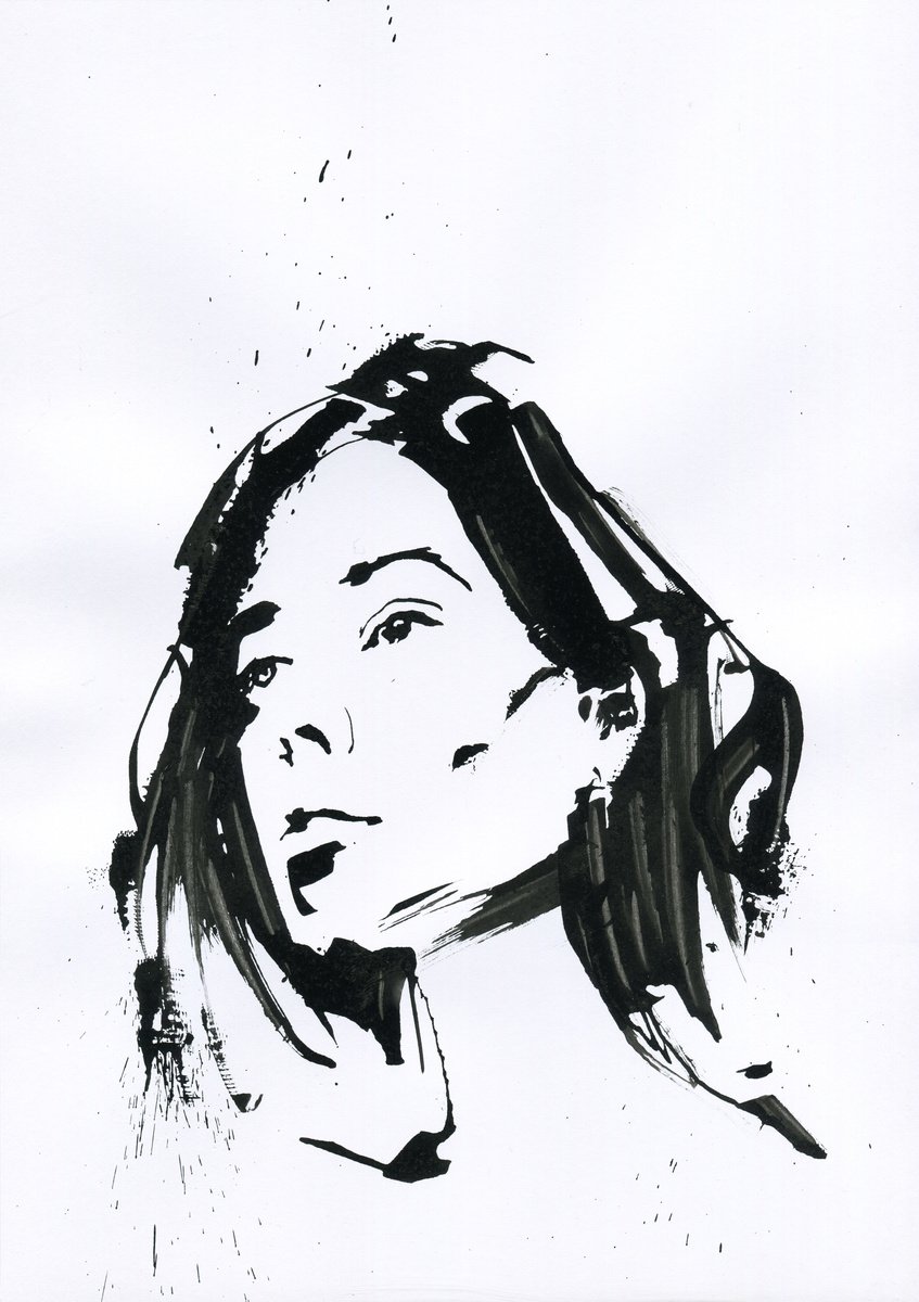 Woman ink portrait number 4 by Alexander Moldavanov