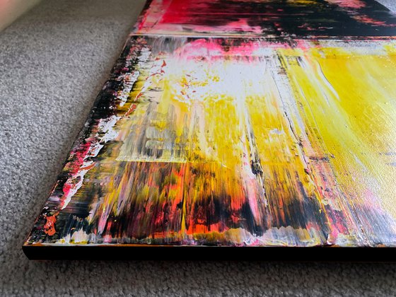 "Come Get Some" - FREE USA SHIPPING + Save As A Series - Original PMS Abstract Triptych Acrylic Paintings On Canvas - 50" x 24"