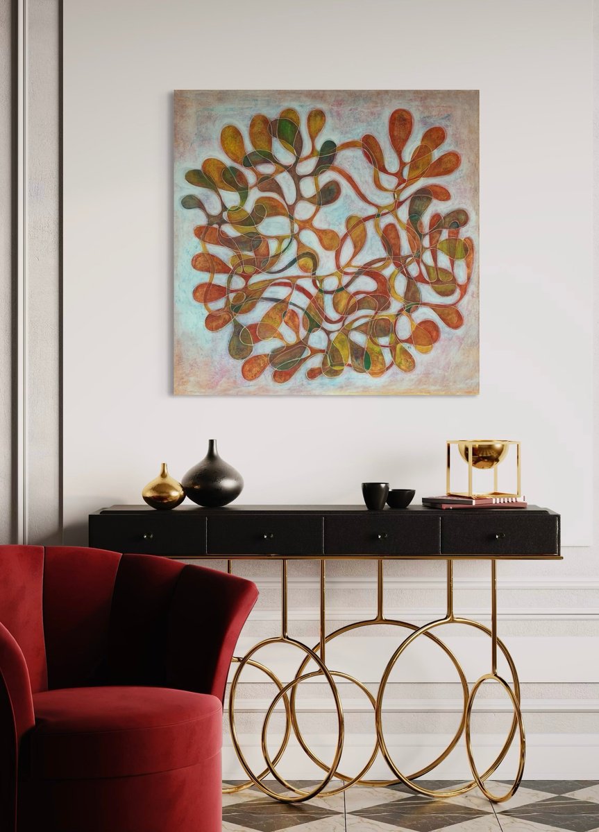 Abstract Acrylic Painting By Maarit Korhonen, 39 X 39", Largo, Original Artwork