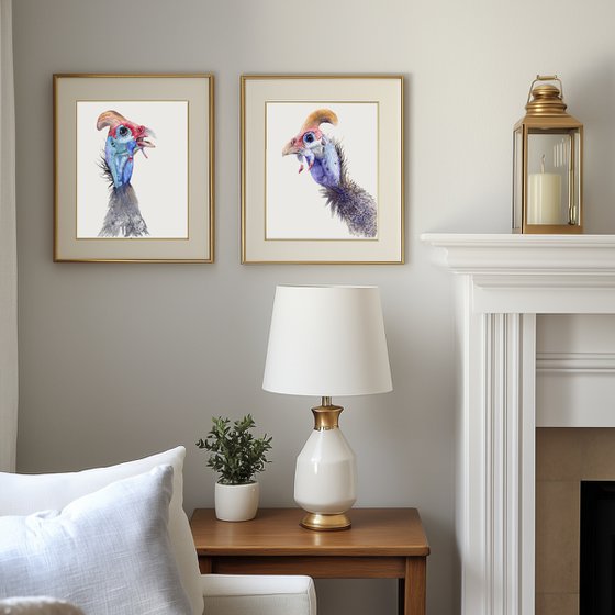 Portrait of Guinea fowl bird