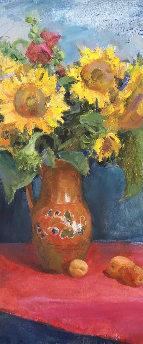 Sunflowers and apricots by Olga Samar