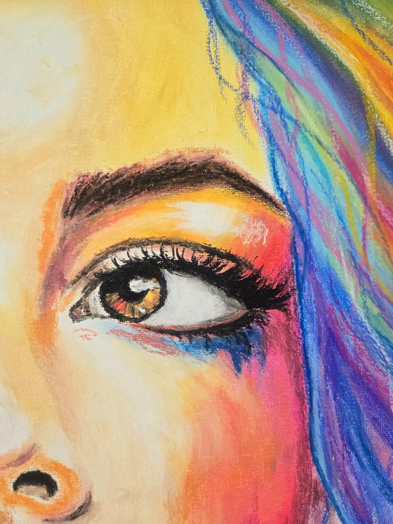Prism Gaze - Rainbow Woman Portrait