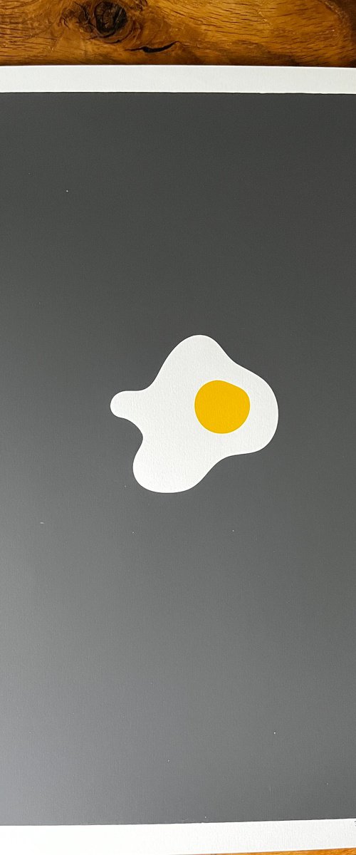 fried egg by Colour Black