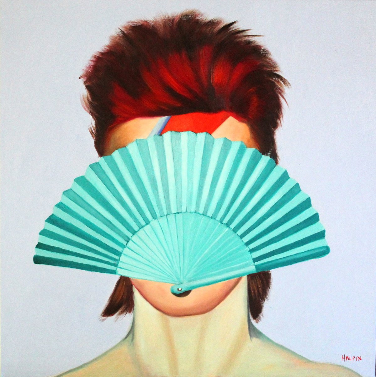 Urban And Pop Portrait Oil Painting By Mathew Halpin, 28 X 28", Fan Art Five., Original Artwork