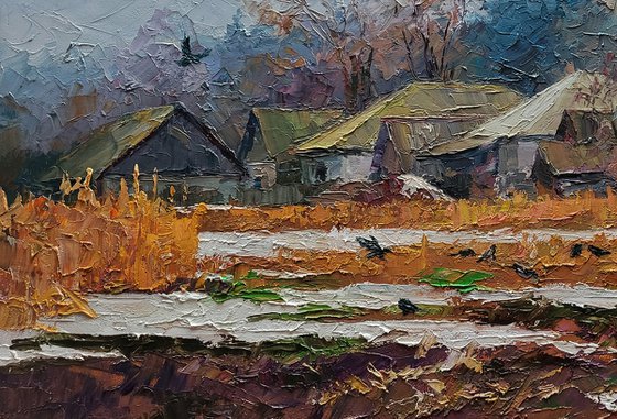 The first snow fell in the village