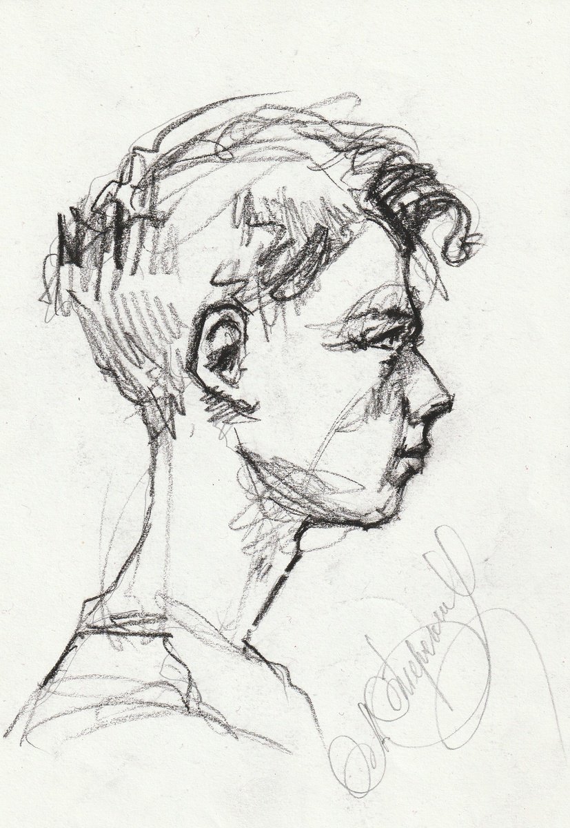 Portrait Charcoal Drawing By Anastasia Terskih, 6 X 8, Young Man, Original Artwork