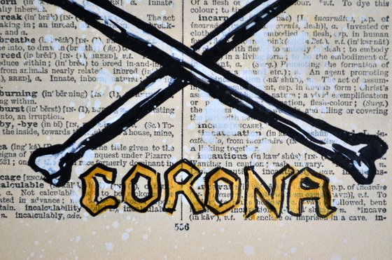 Corona - Painting Collage Art on Real English Dictionary Vintage Page