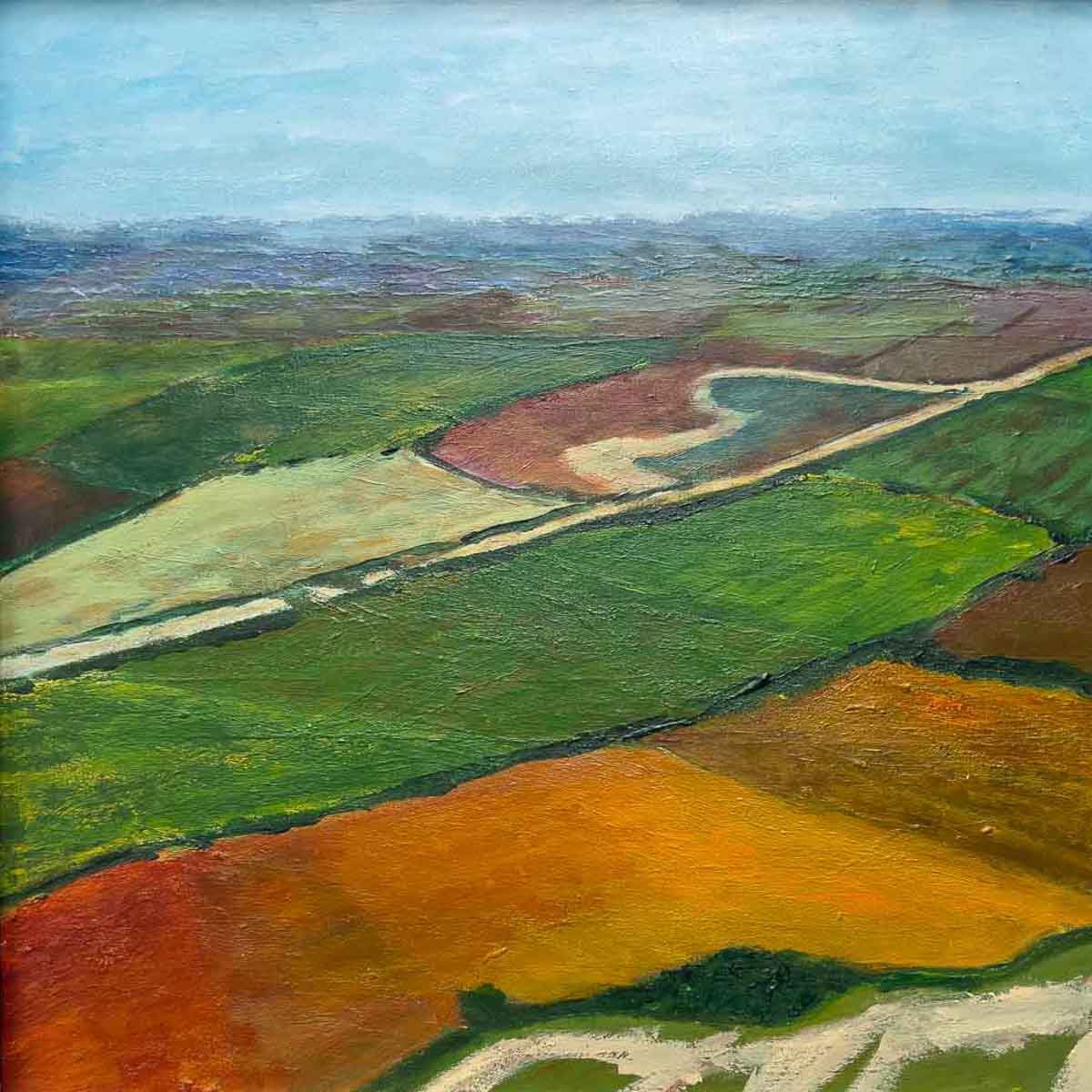 Impressionistic Landscape Acrylic Painting By Km Arts, 15 X 15", Coventry - Misty Morning, Original Artwork