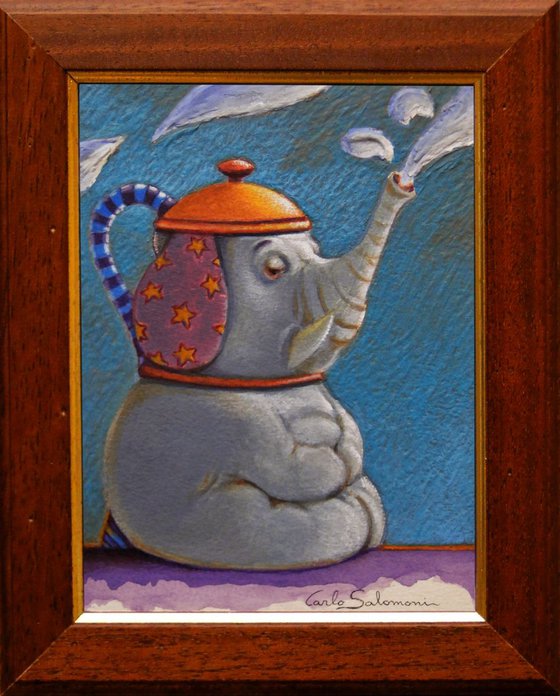 ELEPHANT TEAPOT- (framed)
