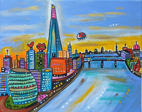 Futuristic View of London from Tower Bridge