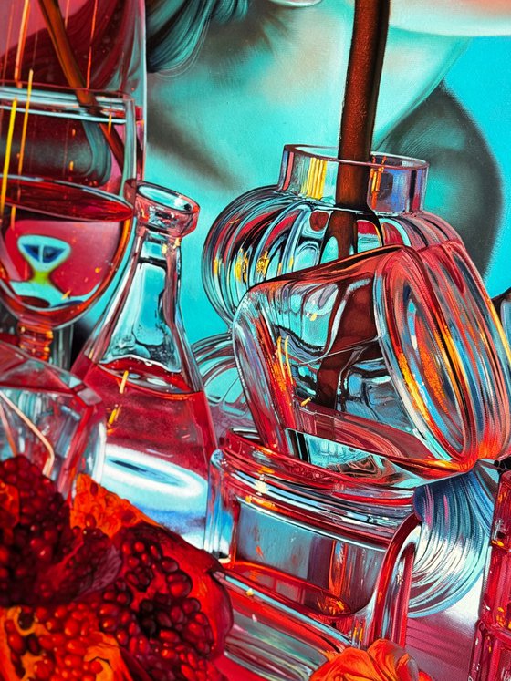 In the blue light. Reflection