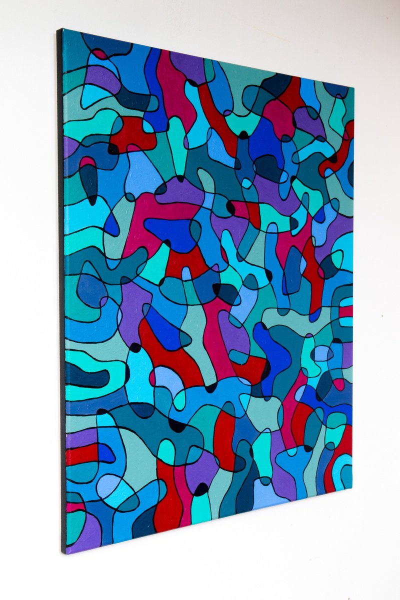 Abstract Acrylic Painting By Stefan Fierros, 20 X 24", Synthesis - 9, Original Artwork