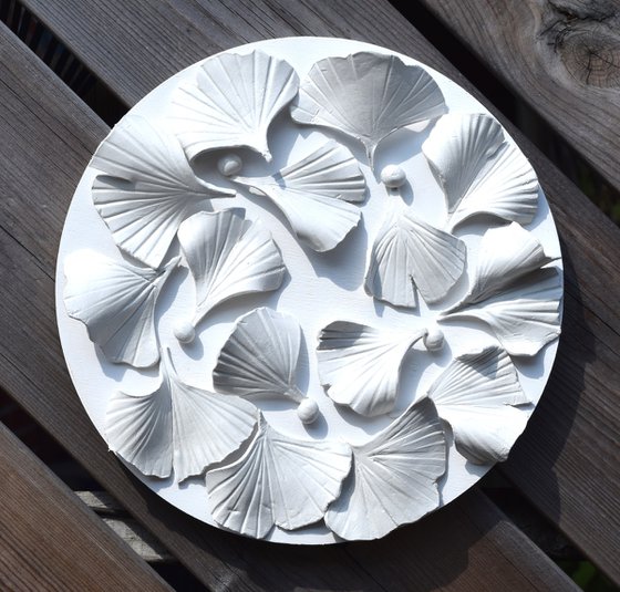 Ginkgo Leaves - Clay on Wooden panel