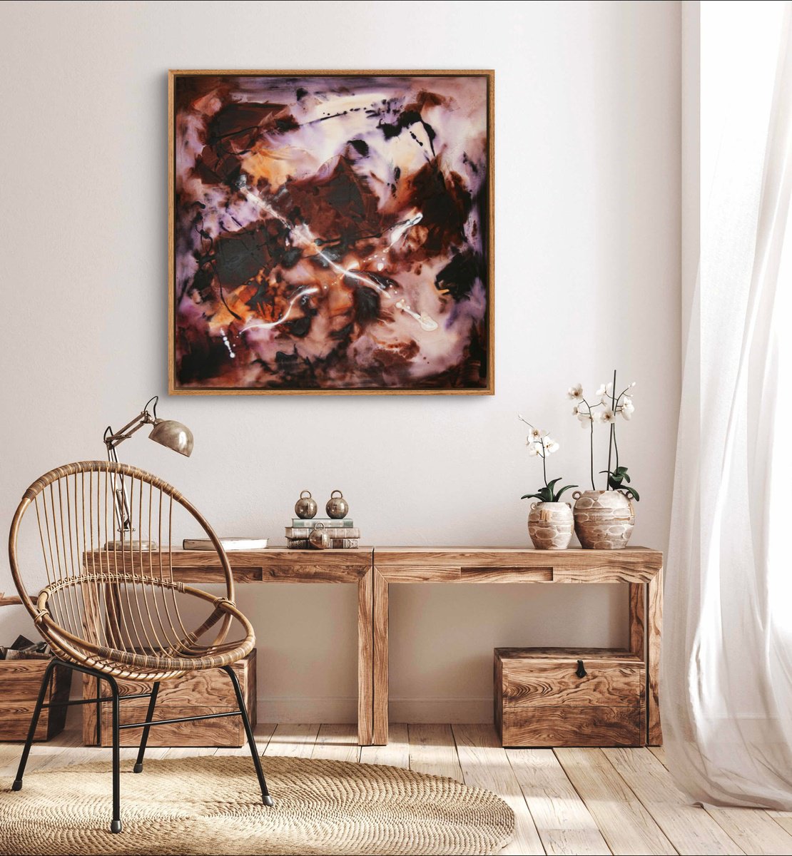 Abstract Acrylic Painting By Paresh Nrshinga Frsa, 34 X 34", Restless World, Original Artwork