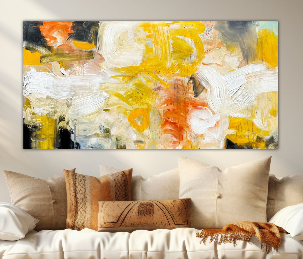 Abstract Acrylic Painting By Andrada Anghel, 48 X 24, Embracing Chaos, Original Artwork