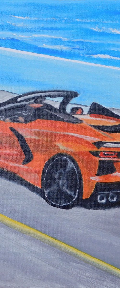 2020 Orange Corvette Convertible ZO6 Oil Painting by Lloyd Dobson
